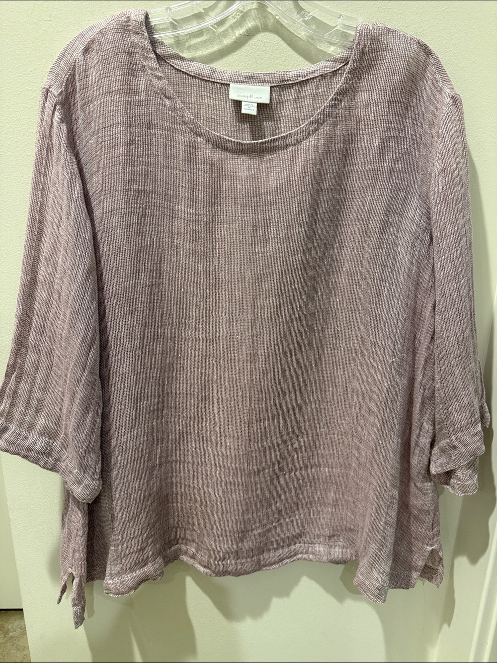 Pure Jill Relaxed Linen Tunic in Lilac lightweight breezy size 1X